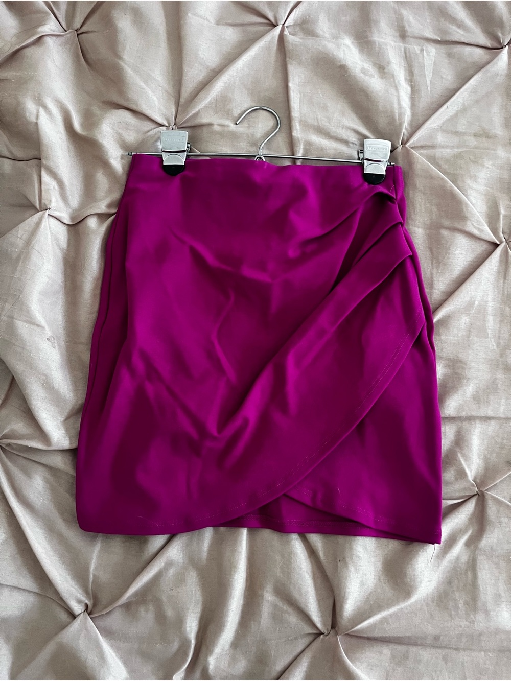 Fuchsia Wrap-Style Mini Skirt